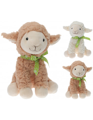 Set of 2 cuddle sheeps brown/white 24cm