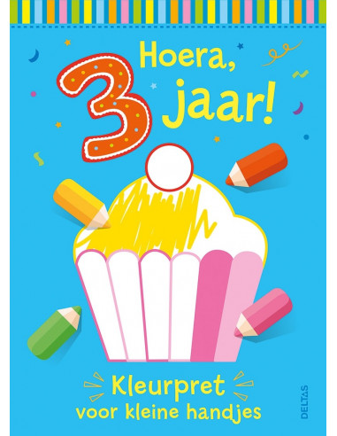 Hoera, 3 jaar! kleurpret voor kleine han