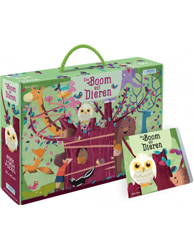 Een boom vol dieren - boek + giga puzzel