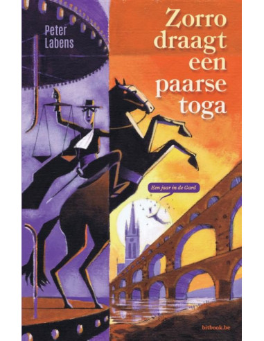 Zorro draagt een paarse toga