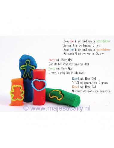 Kinderkaart zoals klei in de hand van de