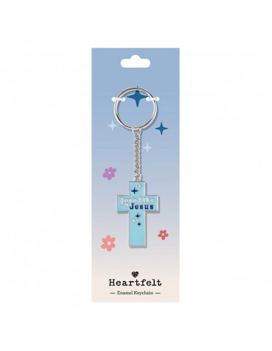 Keyring Cross love like Jesus Blue