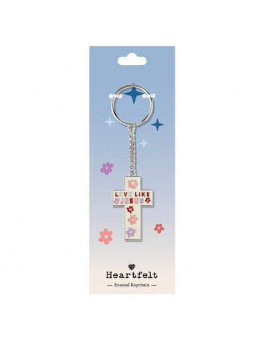 Keyring Cross love like Jesus White