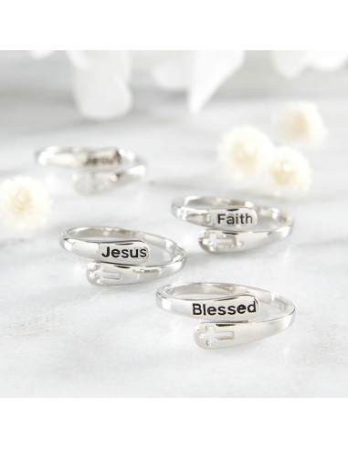 Set of 3 rings Faith - Blessed - Jesus