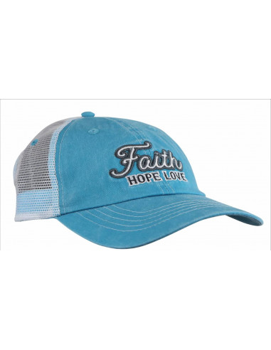 Baseball Cap Faith Hope Love Blue