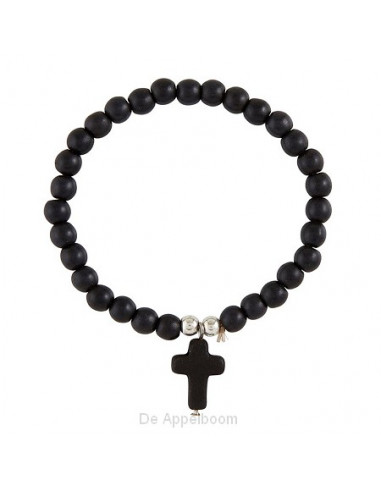 Cross stone bracelet black