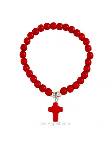 Cross stone bracelet Red