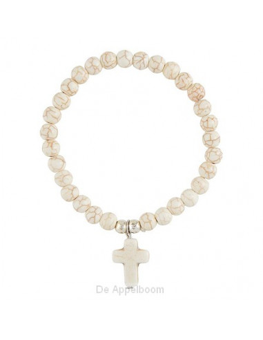 Cross stone bracelet White