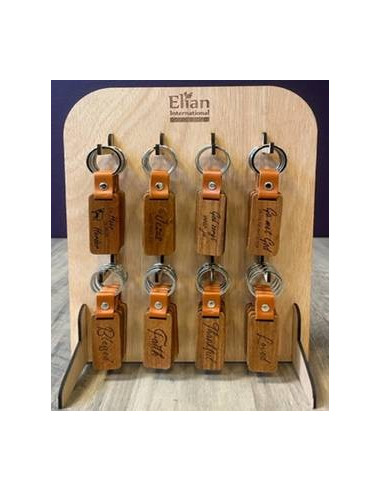 Display houten sleutelhangers