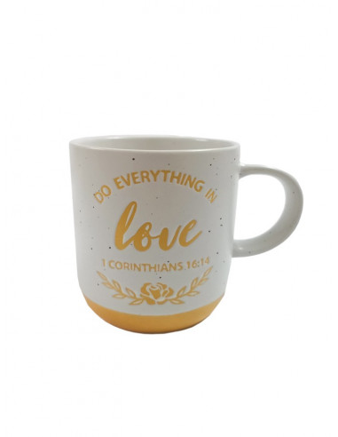 Stoneware mug 460ml  Love 1 Cor 16:14