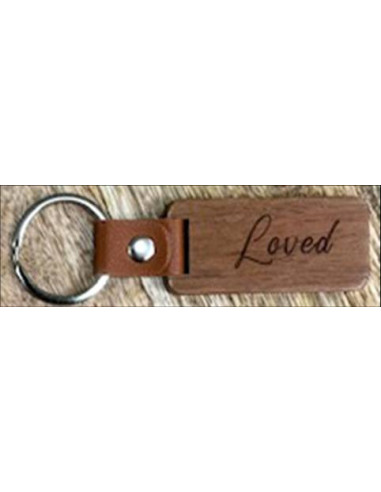 Keyring Wood/Leather Loved