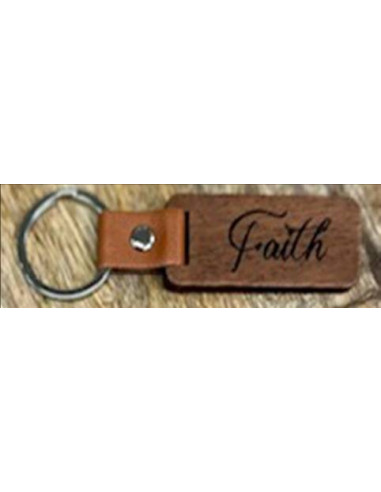 Keyring Wood/Leather Faith