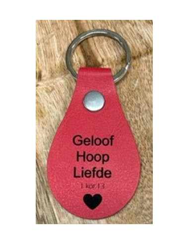 Sleutelhanger rood Geloof Hoop Liefde