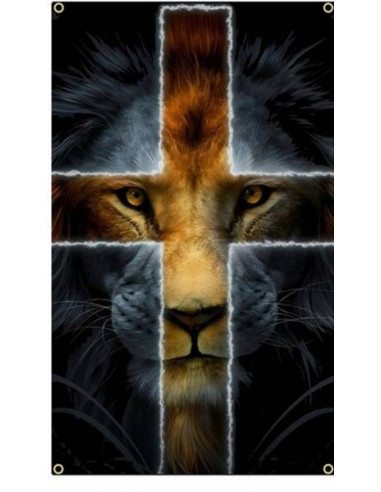 Flag 90x150cm lion/cross