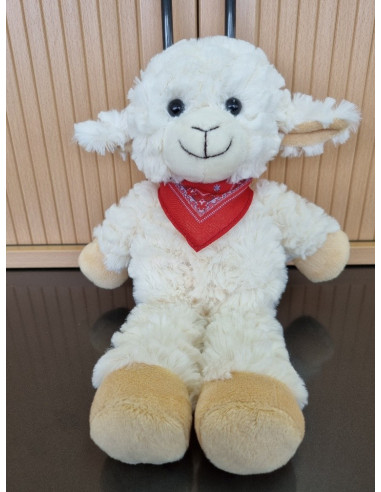 Pluche lamb with red scarf 28cm