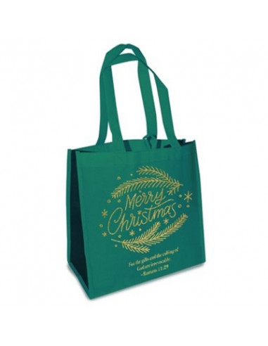 Christmas tote bag Green/gold Merry chri