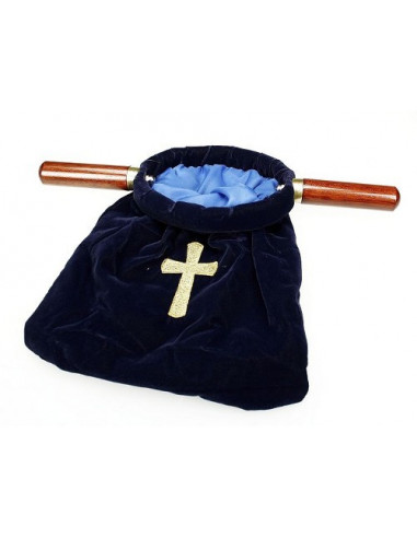 Offering Bag  Blue With Cross