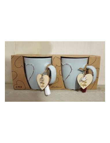 Mug set Heart (2) Faith Hope Love Blue