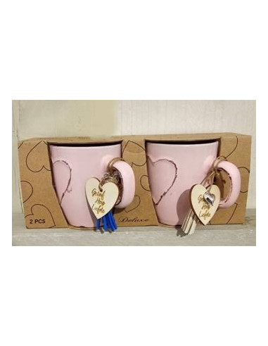 Mug set Heart (2) Faith Hope Love Pink