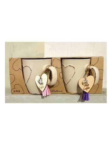 Mug set Heart (2) Faith Hope Love Cream