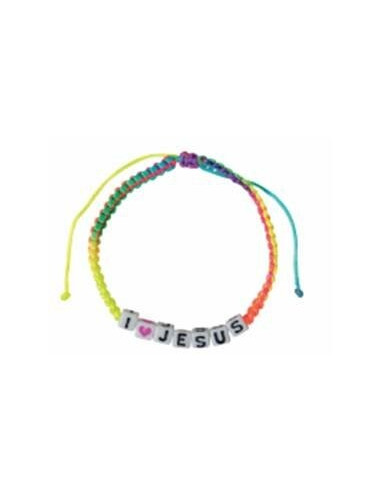 Armband blokjes I love Jesus regenboog