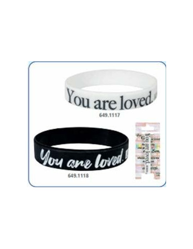 Armband siliconen You are loved zwart