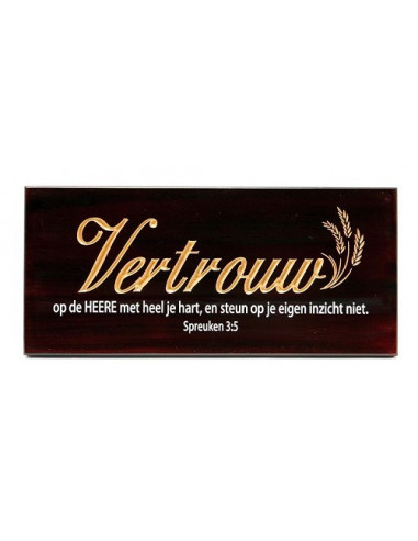 Wandbord vertrouw spr 3:5 hout 22x10cm