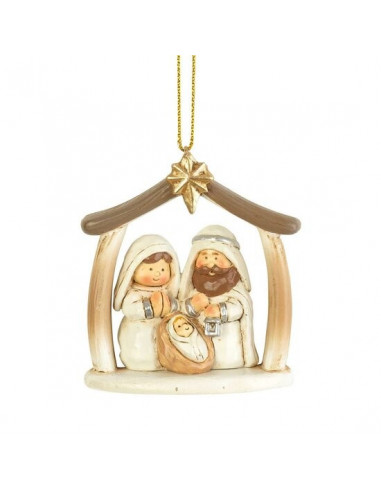 Ornament Holy family in creche 5,08cm