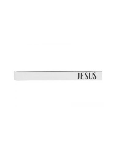 Tie bar etched Jesus silver