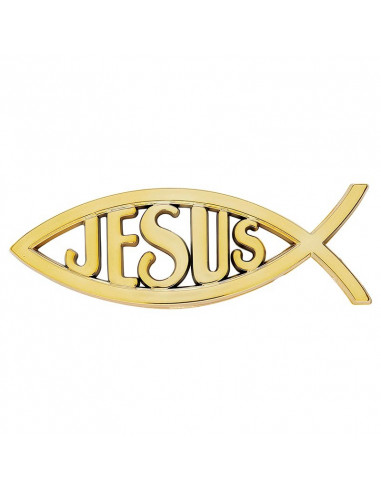 Auto emblem Ichtus Jesus Gold