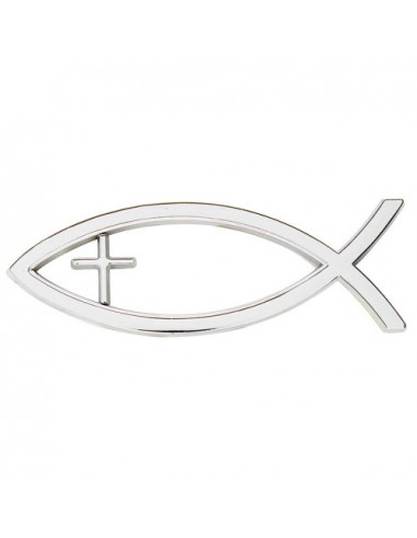 Auto emblem Ichtus Cross Silver