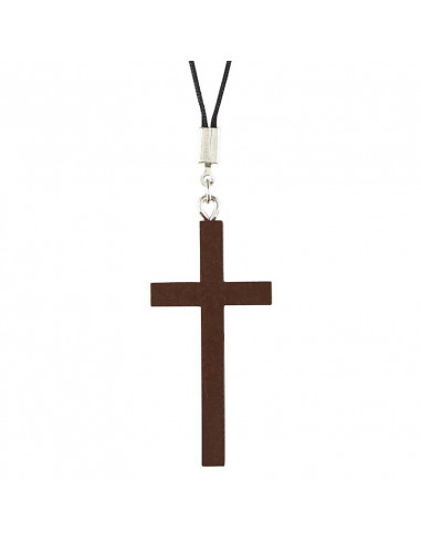 Wood Pendant Cross 5cm Brown