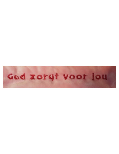 Tutdoek beer roze God zorgt voor jou