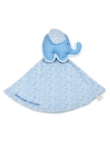 Tutdoek blauw olifant God zorgt