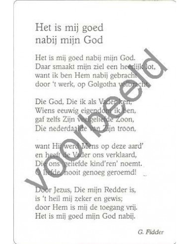 Het is mij goed nabij mijn God