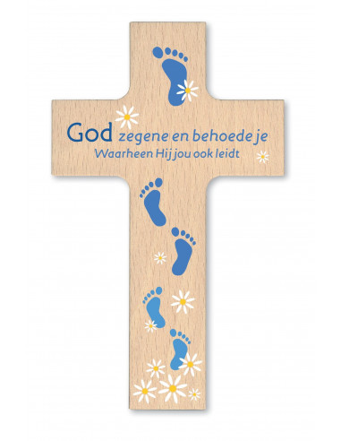 Houten kruisje God zegene 9x15cm