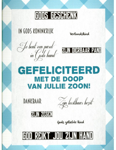 Kaart gefeliciteerd doop jullie zoon