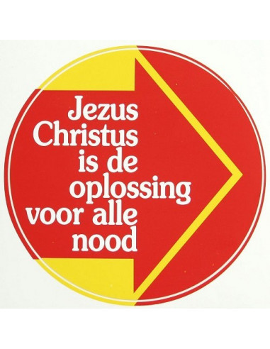 Sticker Jezus Christus is de oplos. rond