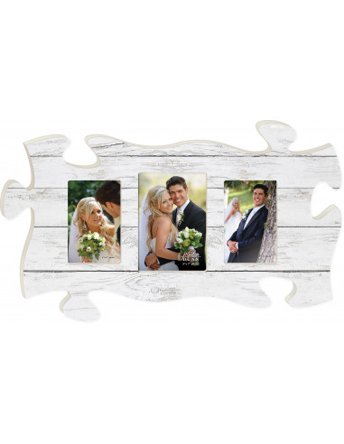 White wood - with 3 photo frames