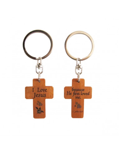 Keyring 2 sided cross He first loved