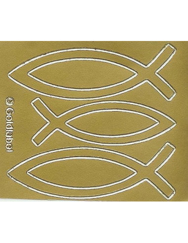 Sticker vis 2x8.5 en 1x7.5cm goud