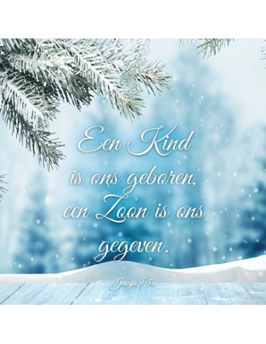 Kerstkaart een kind is ons geboren