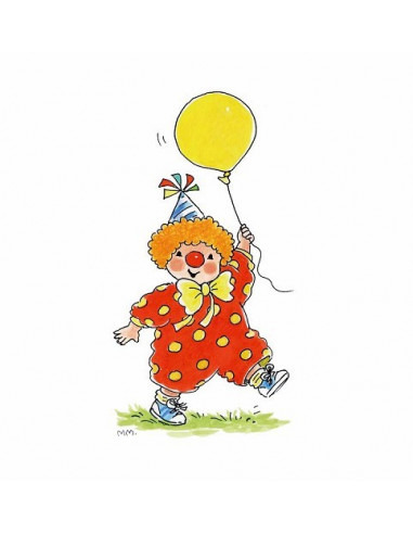 Dubbele kaart 12x12 clowntje met ballon