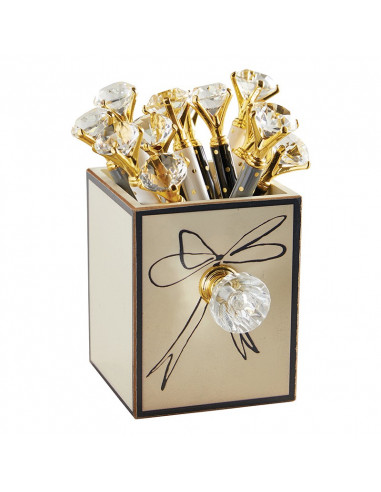 Gold dot gem filed pen holder set18