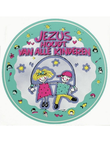 Sticker Jezus houdt van alle kinder rond