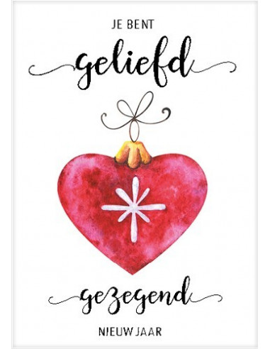 Kerstkaart gezegend nieuwjaar kersthart