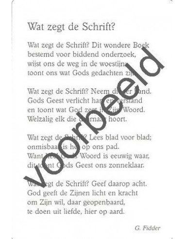 Wat zegt de schrift