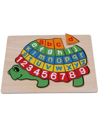 Houten puzzel abc schildpad