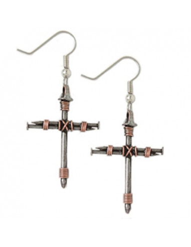 Nail cross earrings