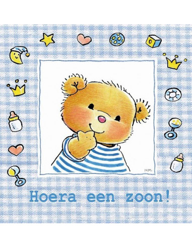 Dubbele kaart 12x12 hoera een zoon